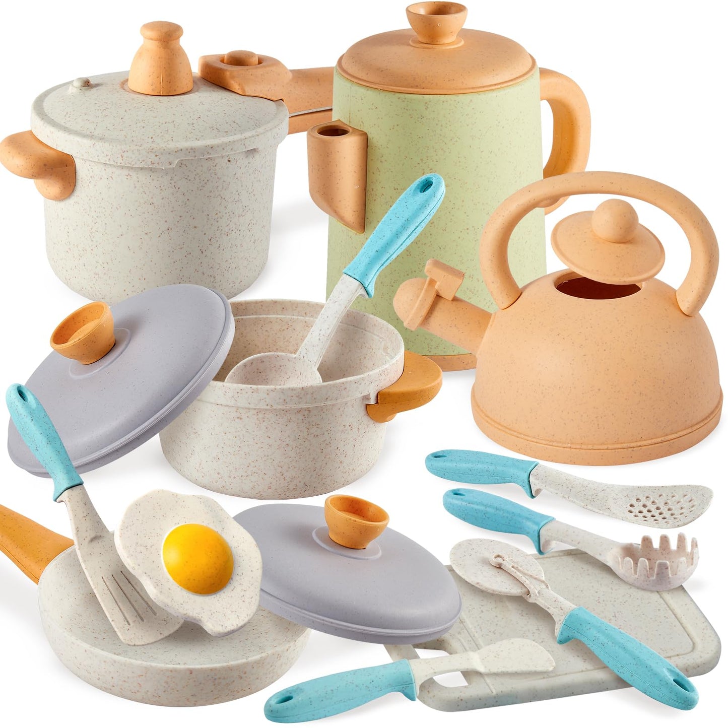 BUYGER Kids Play Kitchen Set – Realistic Pots, Pans & Utensils (3-5+)