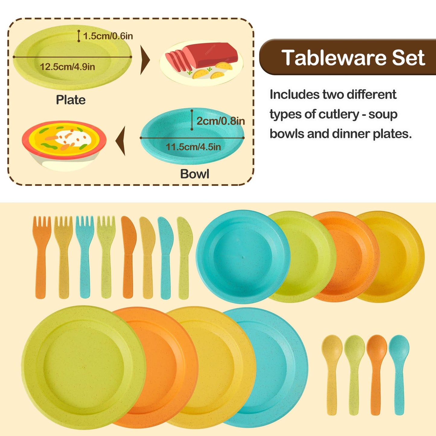 Buyger Kids Kitchen Accessories and Tea Set for Toddlers (Ages 3-5) – Pretend Play Dinnerware & Utensils