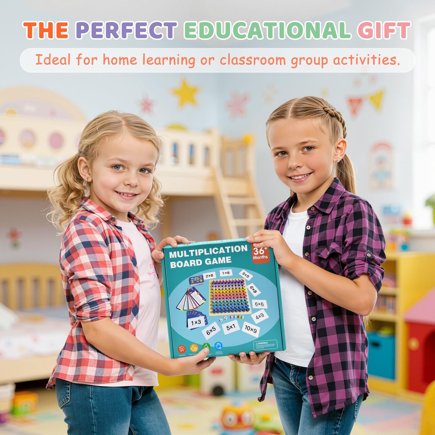 BUZIFU Wooden Montessori Multiplication Board Game – Educational Math Toy for Kids