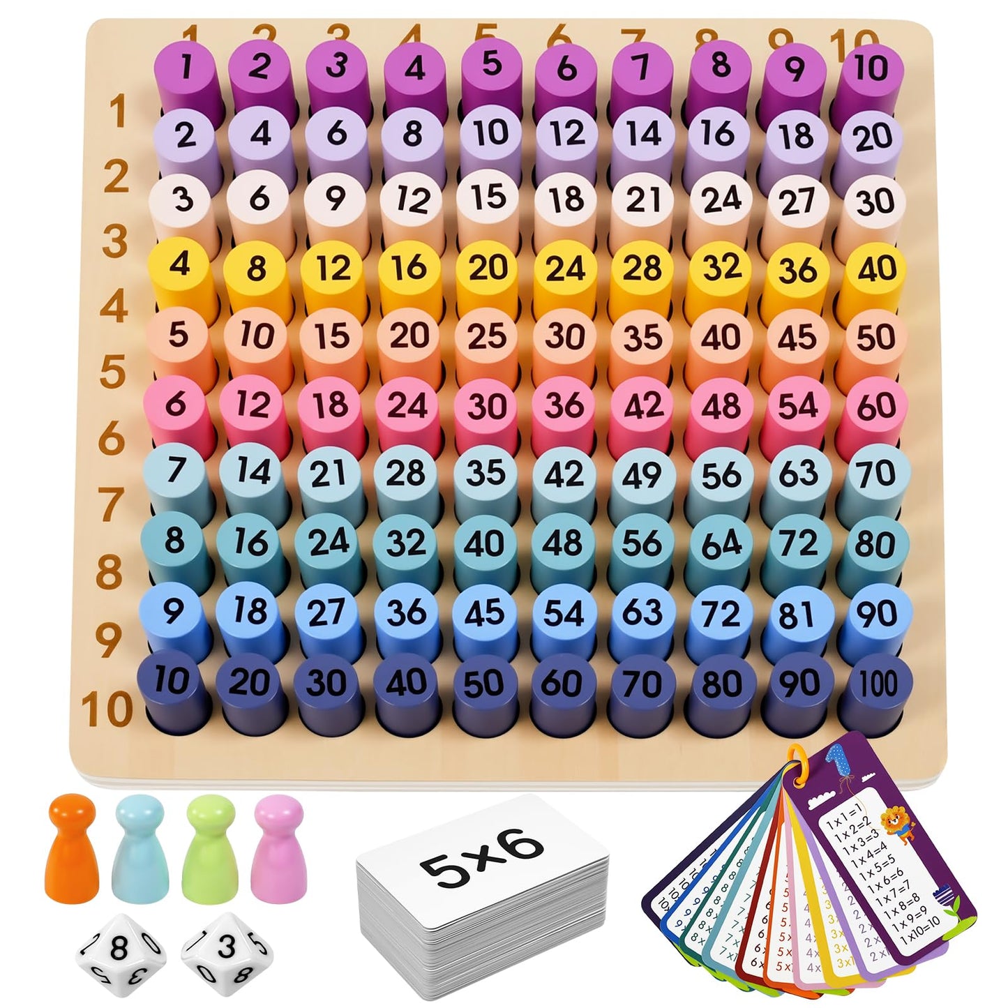 BUZIFU Wooden Montessori Multiplication Board Game – Educational Math Toy for Kids