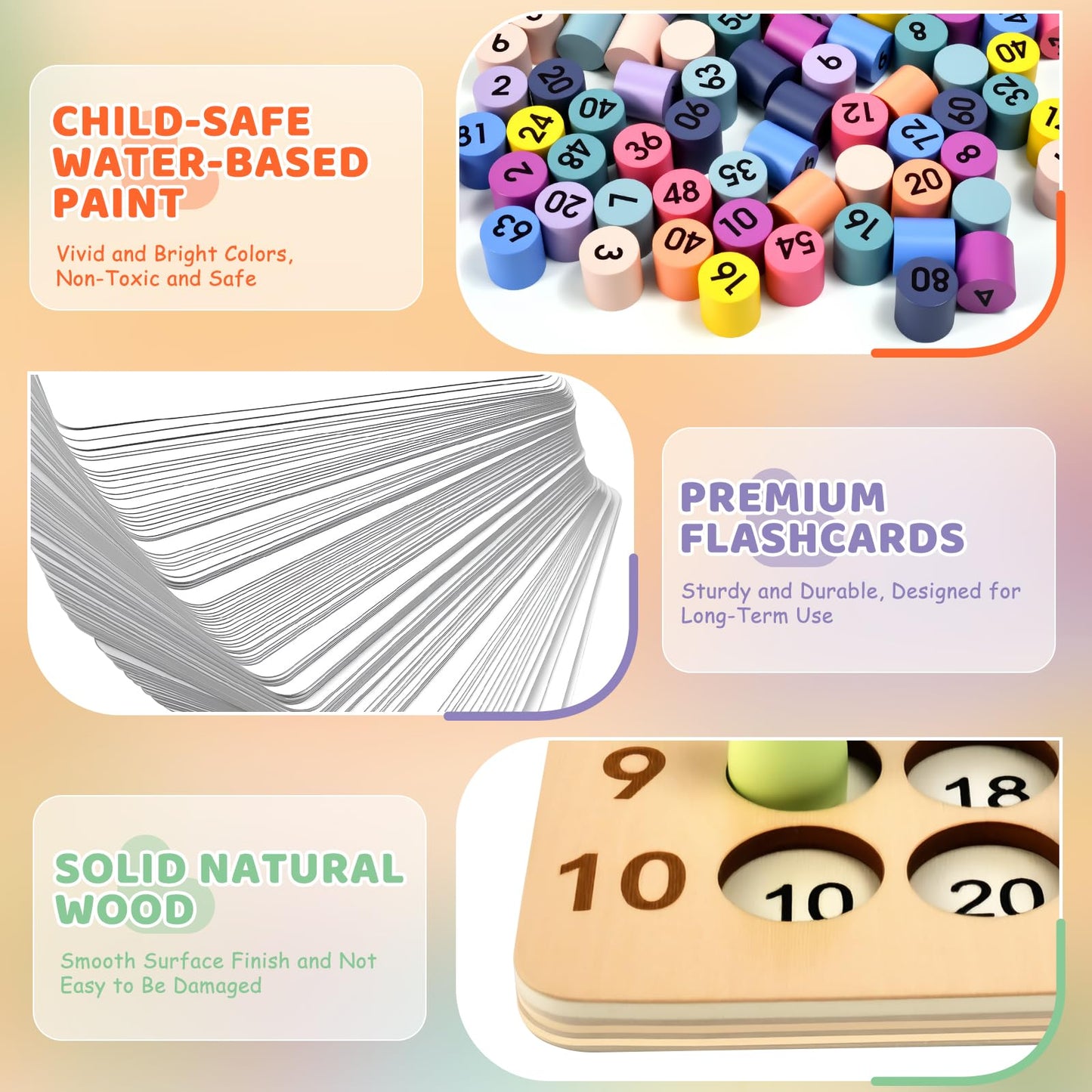BUZIFU Wooden Montessori Multiplication Board Game – Educational Math Toy for Kids