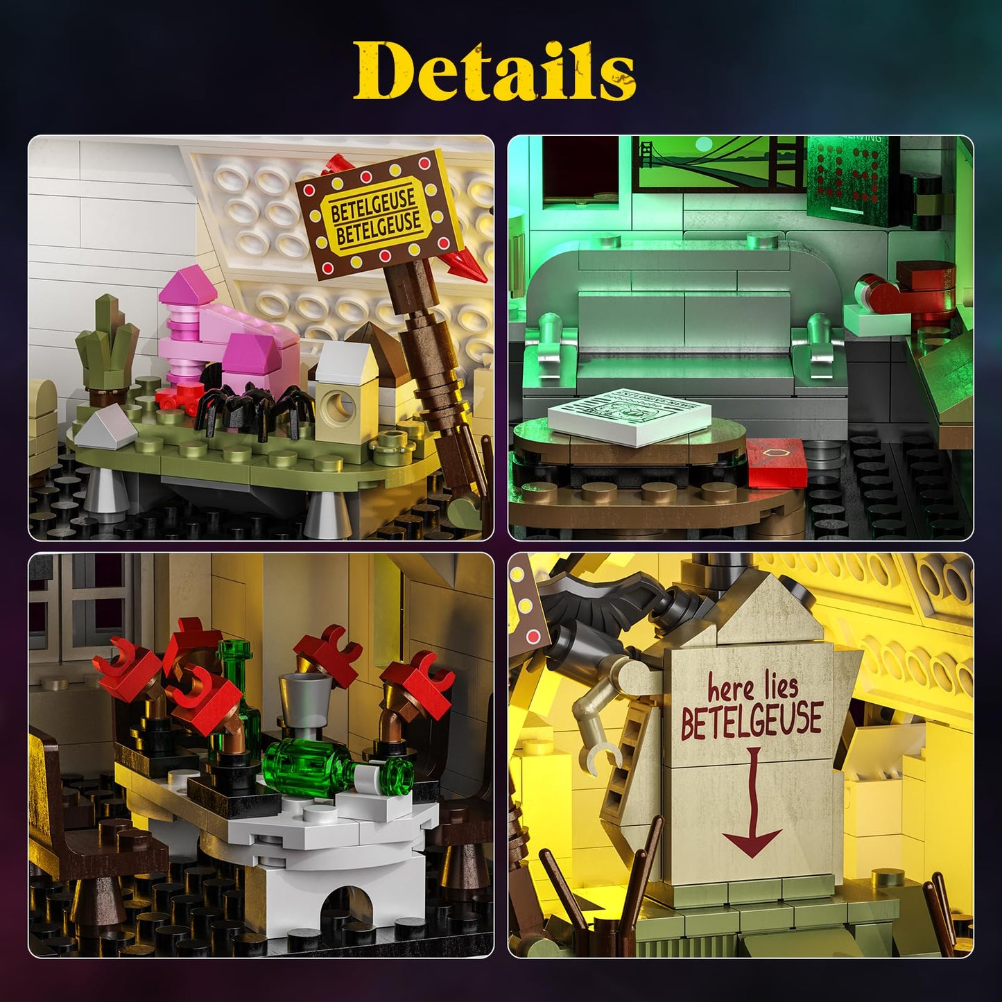 BVANFKJGR Horror Beetle House Building Blocks Set – Betelgeuse Sandworm & Lydia Deetz, 1851pcs