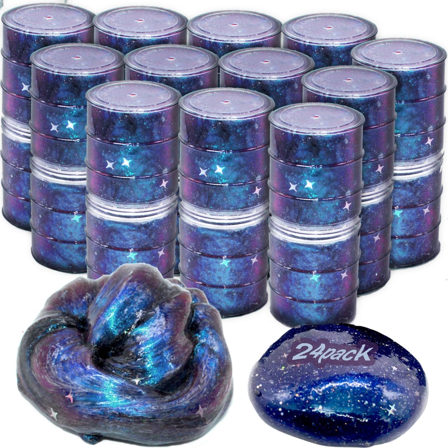 BVUEKEFT 24 Pack Galaxy Star Slime – Non-Sticky, Color-Shift Slime for Creative Play