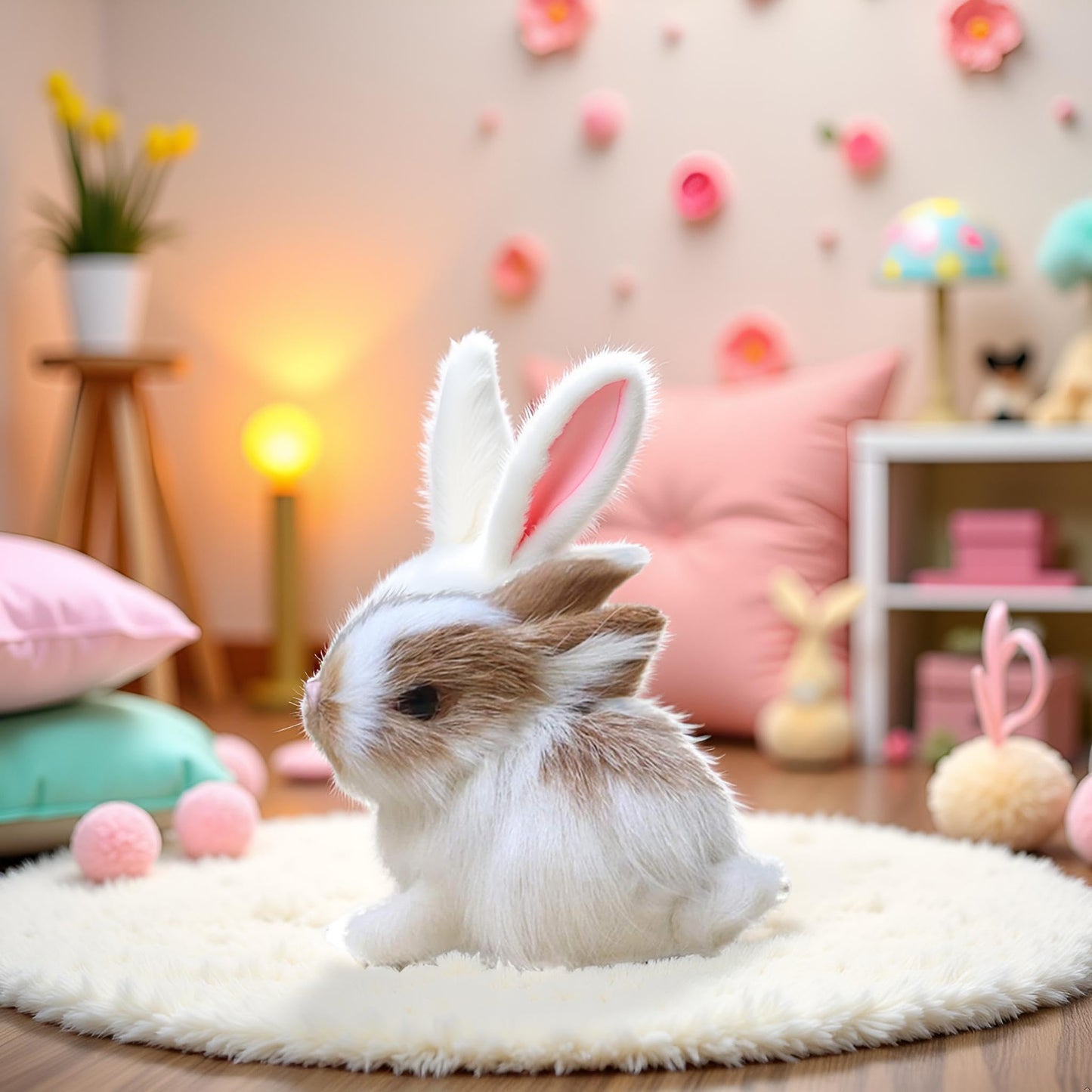 BWESOO White Mini Simulation Rabbit – Cute Plush Miniatures for Home Decor, Party Decor, and Gift Ideas