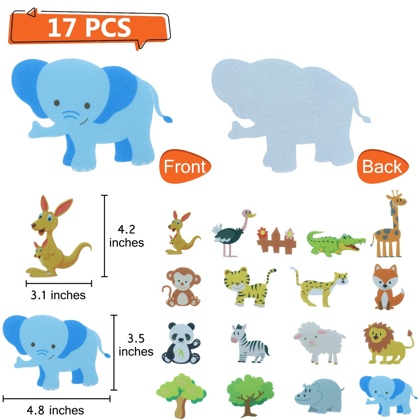 BXI 17 Pcs Zoo Animals Felt Board Story Pieces Set for Preschool & Early Learning