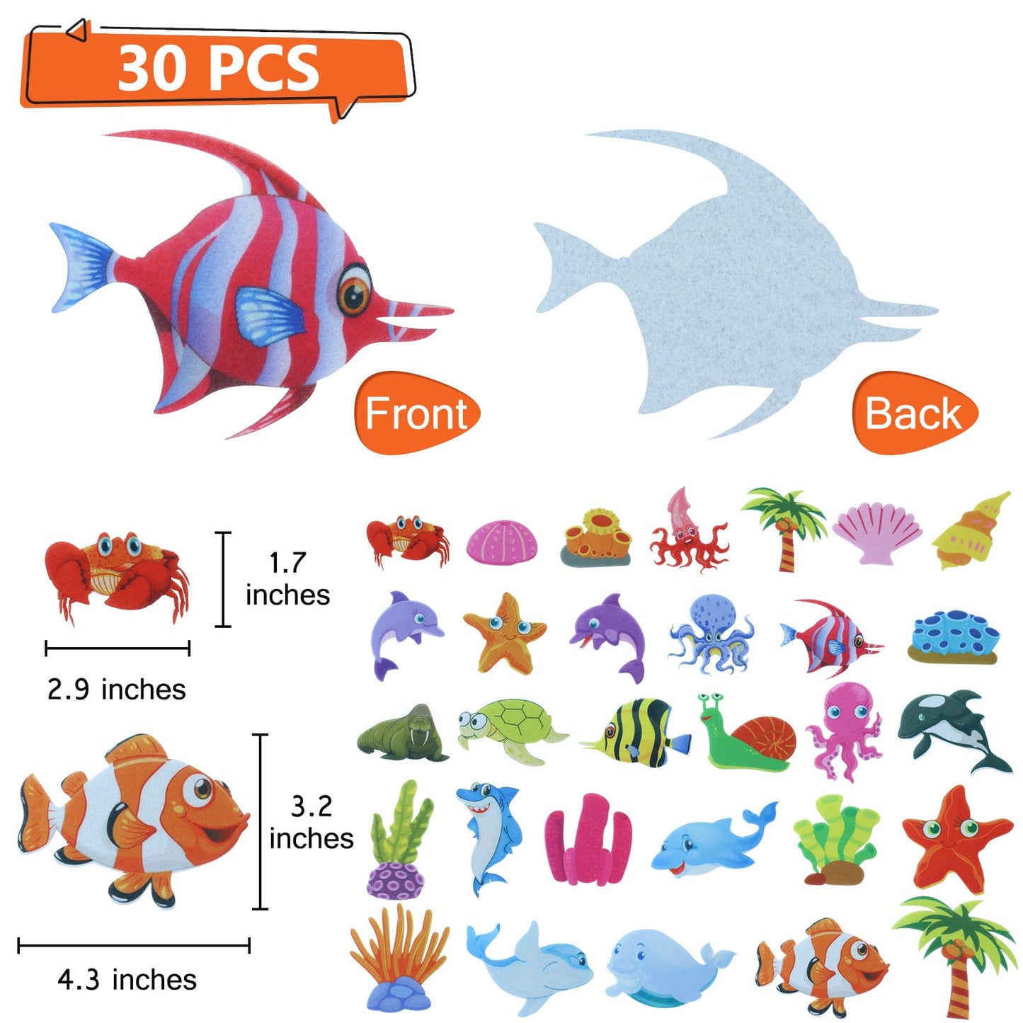 BXI 30-Pcs Ocean Felt Board Story Pieces Set – Marine Life Figures for Preschool