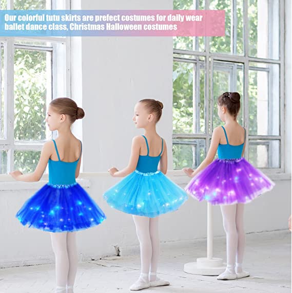 Bybyseno Girl Tutu Skirt - Light-Up LED Ballet Dress for Kids 2-8