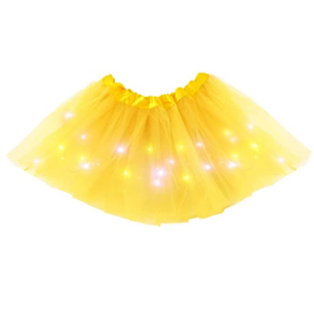 Bybyseno Baby Girls LED Ballet Tutu Skirt – 3-Layer Multicolor Yellow