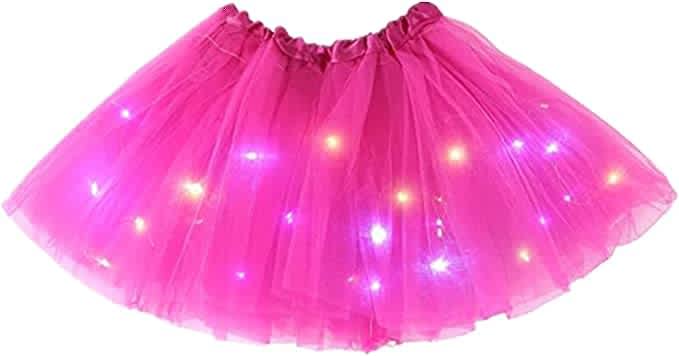 Bybyseno Girl LED Tutu Skirt - 2-8 Years, Rose Multicolor 3-Layer Ballet Costume