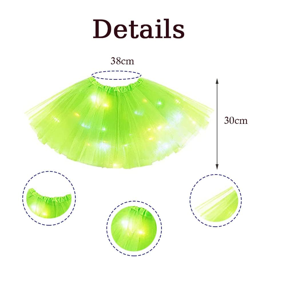 Bybyseno Girl Tutu Skirt with LED Lights - 2-8 Years, Green-1