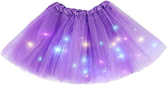 Bybyseno LED Light-Up Girl Tutu Skirt – 3-Layer Multicolor Ballet Costume for Kids 2-8 (Dark Purple)