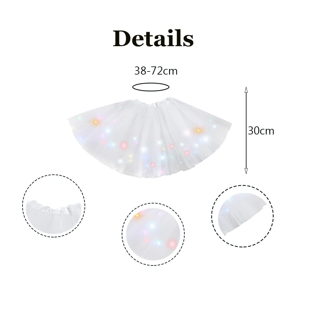 Bybyseno Girl Tutu Skirt - Light-Up LED Ballet Dress for Kids 2-8