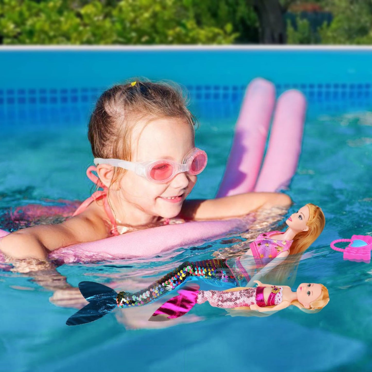 BYCICI Magical Mermaid Dolls Set for Girls 4-7 | Color-Changing Dolphin & Sparkling Accessories