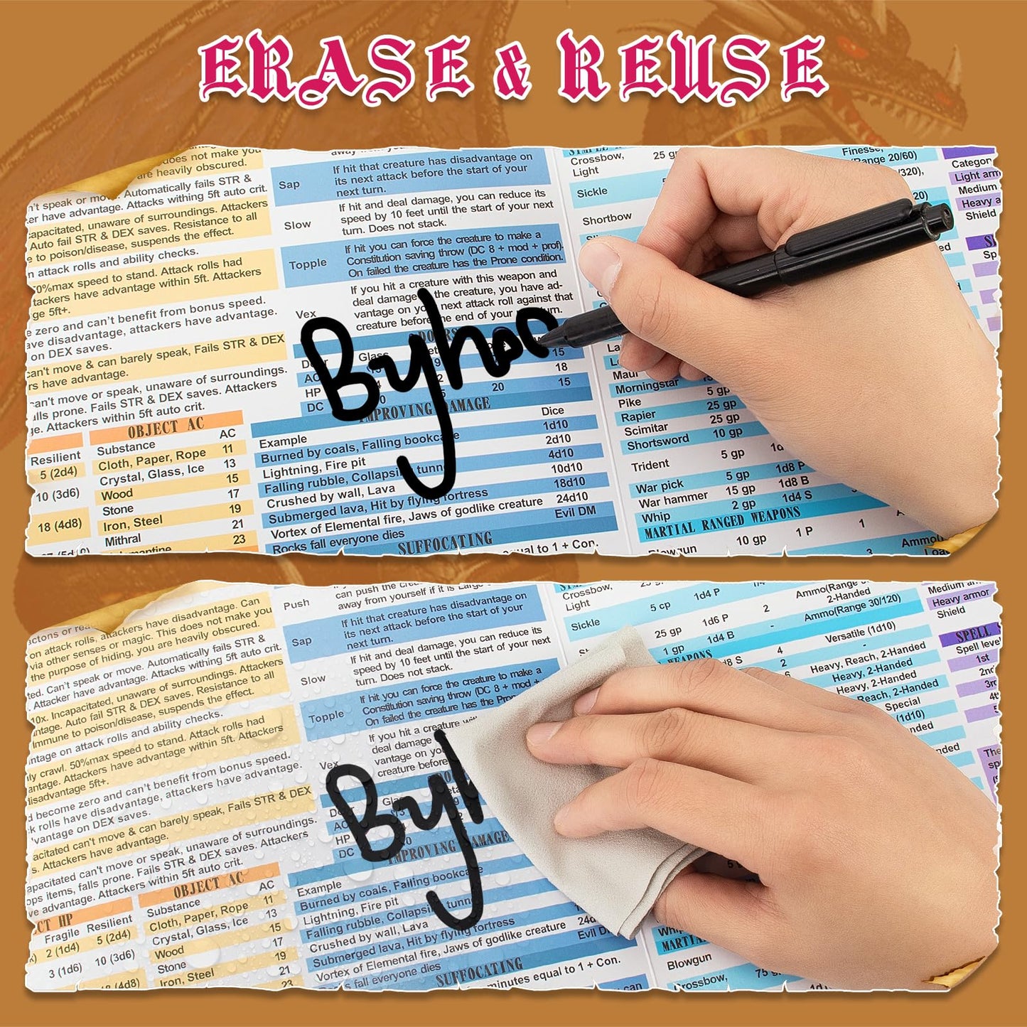 Byhoo 2-Pack DM Screen for D&D 5E — Waterproof, Tri-Fold, Immersive Themes, A4 Portable