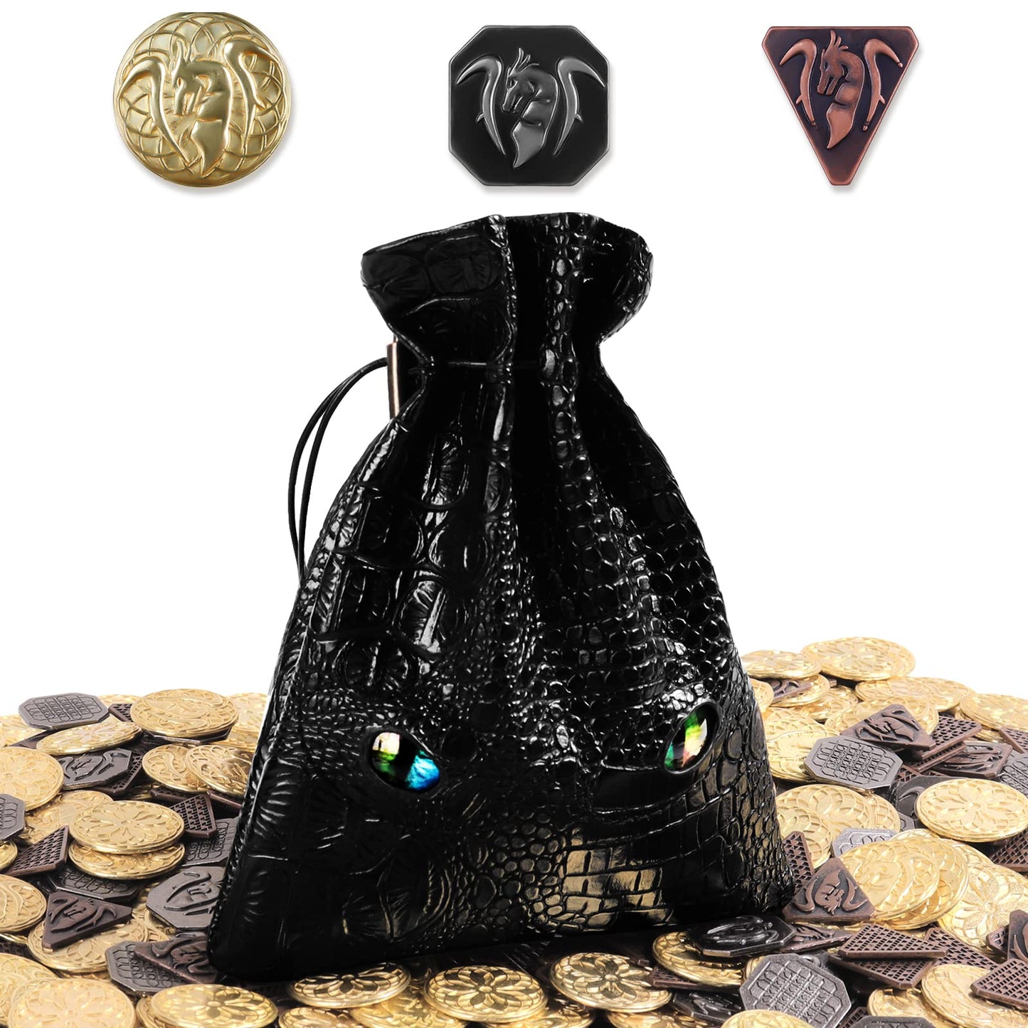 Byhoo 120PCS Metal DND Coins Set – Silver & Copper Tokens with Leather Bag