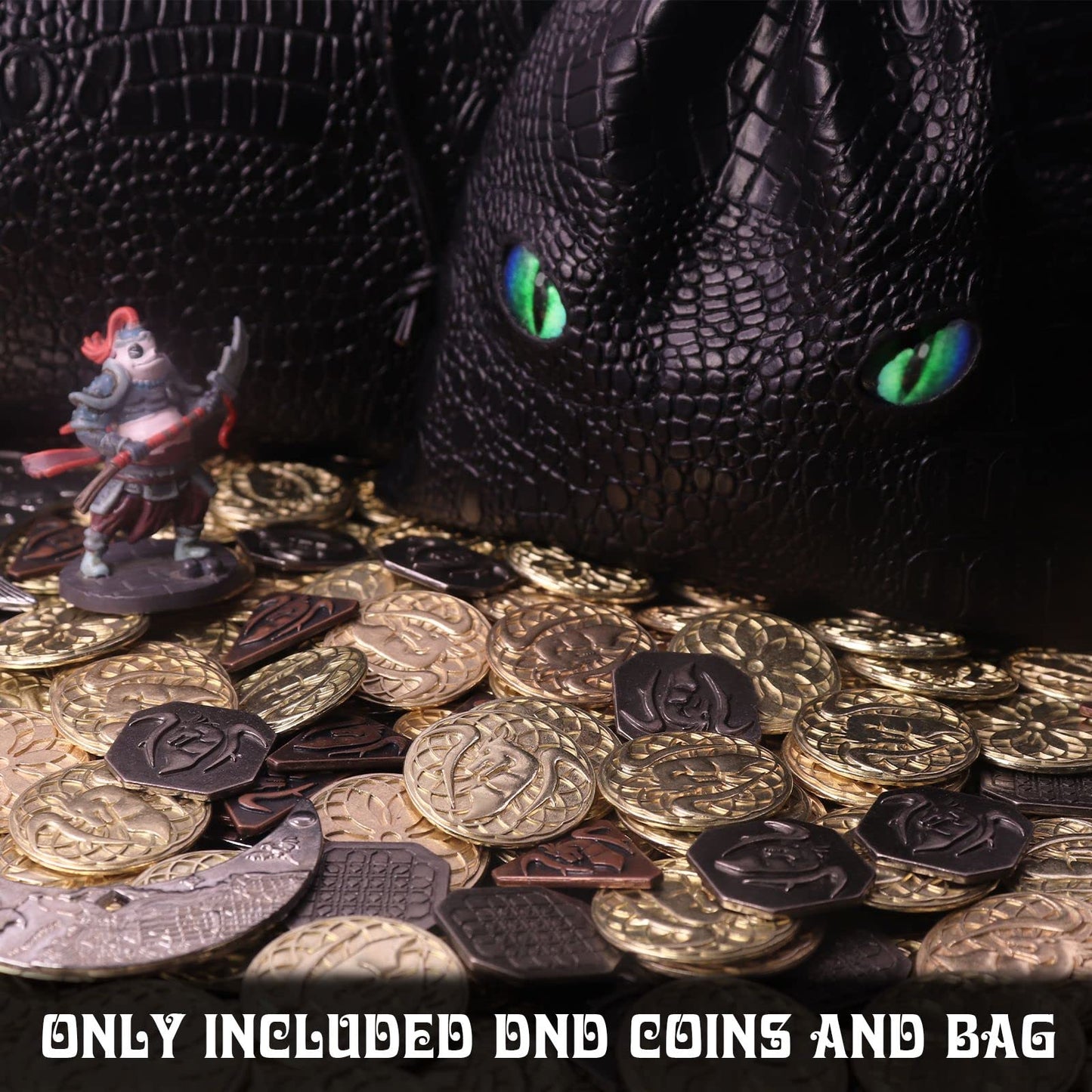 Byhoo 145PCS DND Coin Set with Glow-Eyes Bag for RPG Tabletop