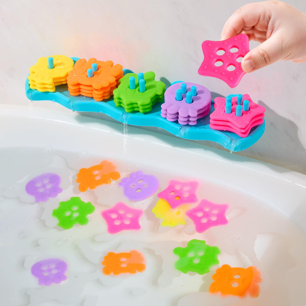 BYKASIST Baby Bath Toys – Mold-Free 20-Piece Sorting & Stacking Set for Ages 1–3