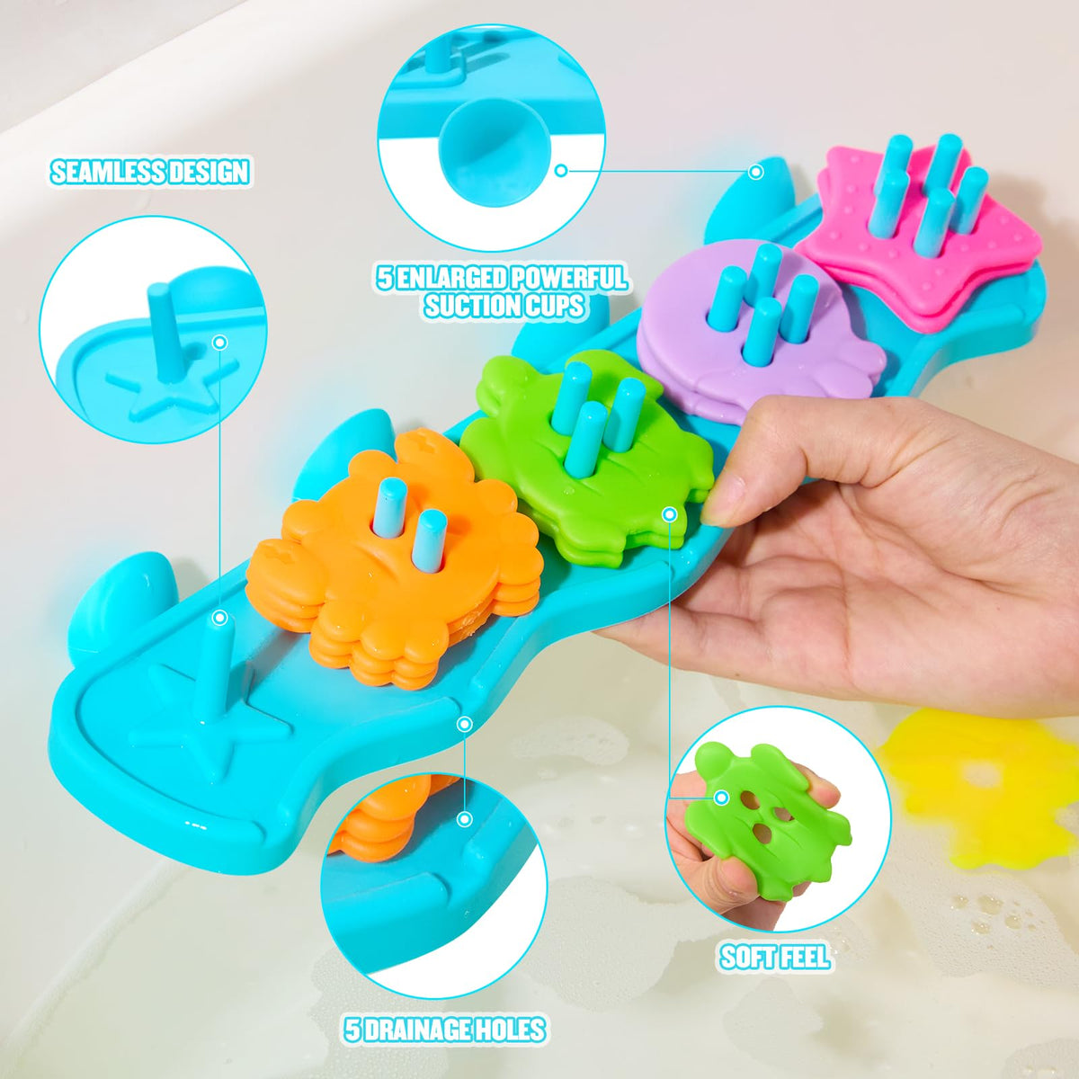 BYKASIST Baby Bath Toys – Mold-Free 20-Piece Sorting & Stacking Set for Ages 1–3