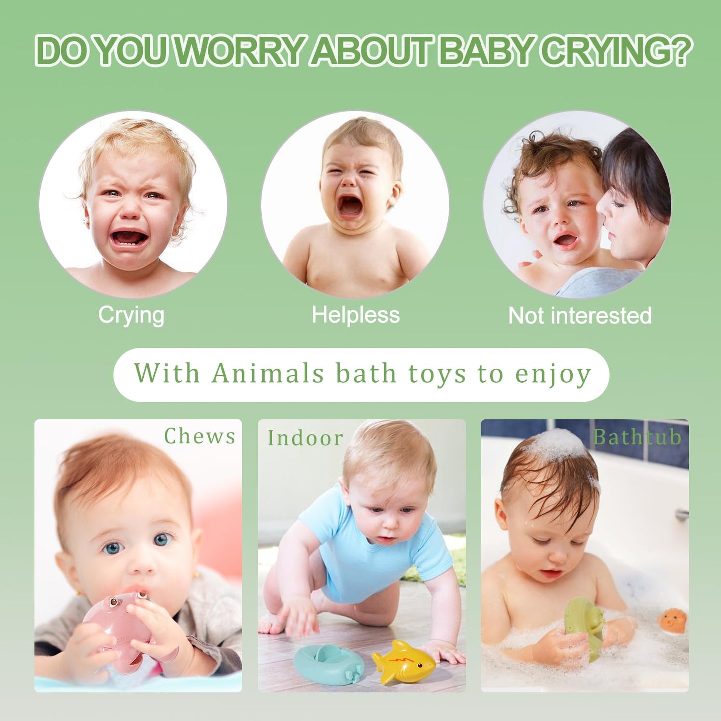 BYKASIST Baby Bath Toys 9 Pack – Mold-Free, Sealed Design, Soft Grip & Floatable Fun for 6–18 Months