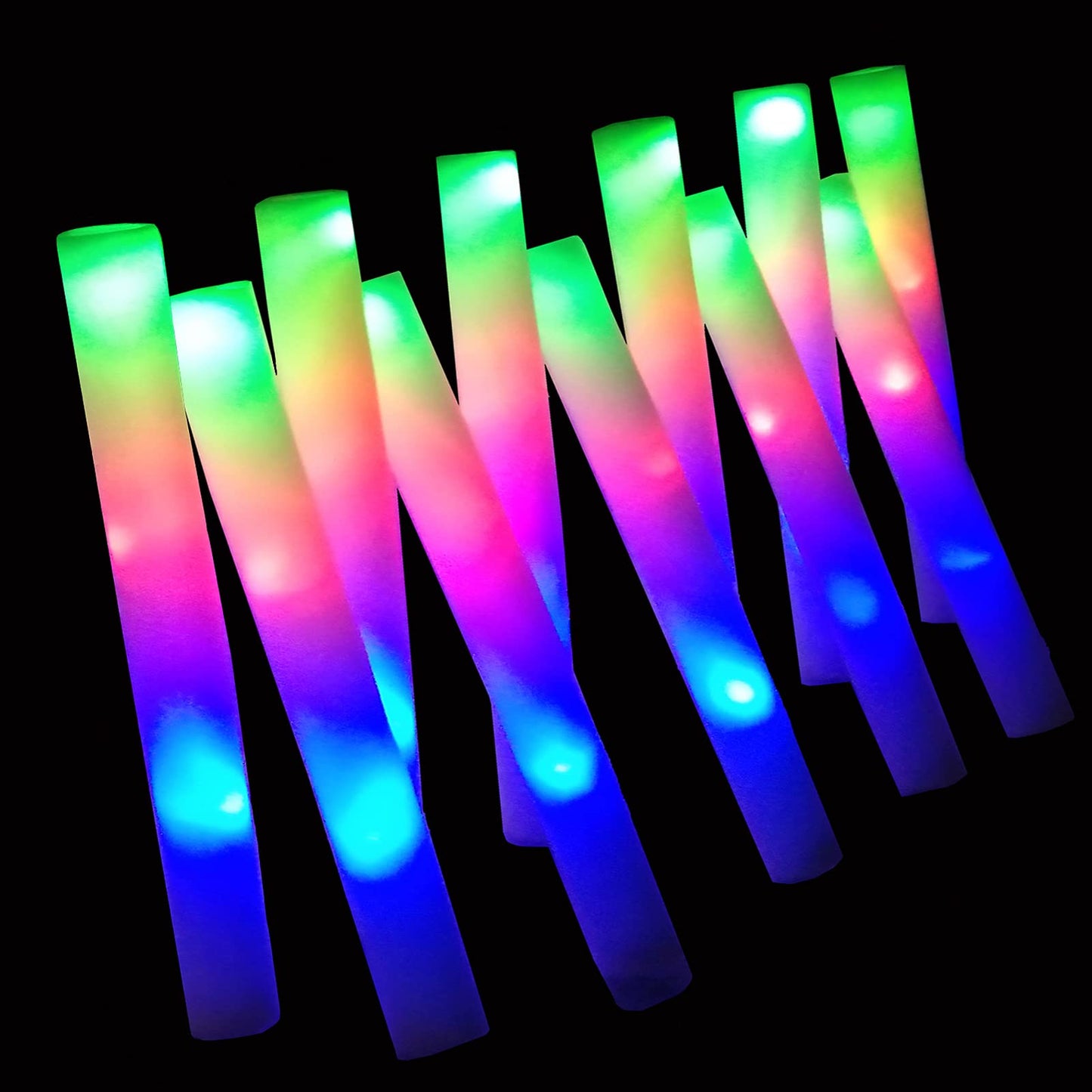 Bylaotrs Foam Glow Sticks Bulk 160 PCS – 3-Mode LED Light Sticks for Parties, Weddings, Concerts
