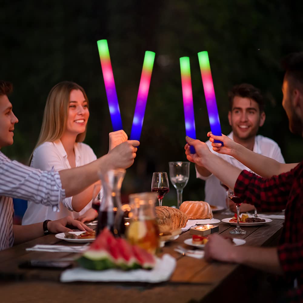 Bylaotrs Foam Glow Sticks Bulk 160 PCS – 3-Mode LED Light Sticks for Parties, Weddings, Concerts
