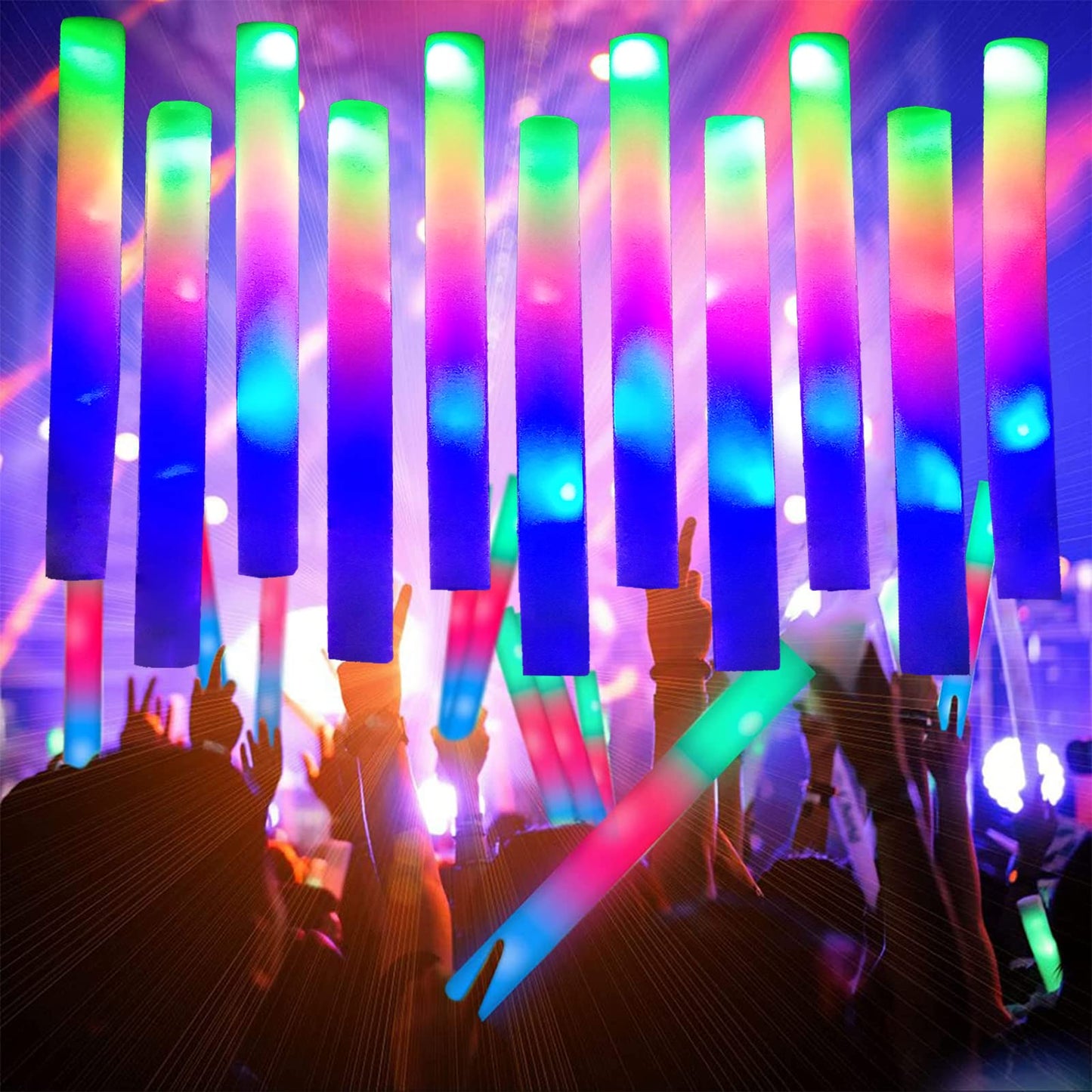 Bylaotrs Foam Glow Sticks Bulk 160 PCS – 3-Mode LED Light Sticks for Parties, Weddings, Concerts