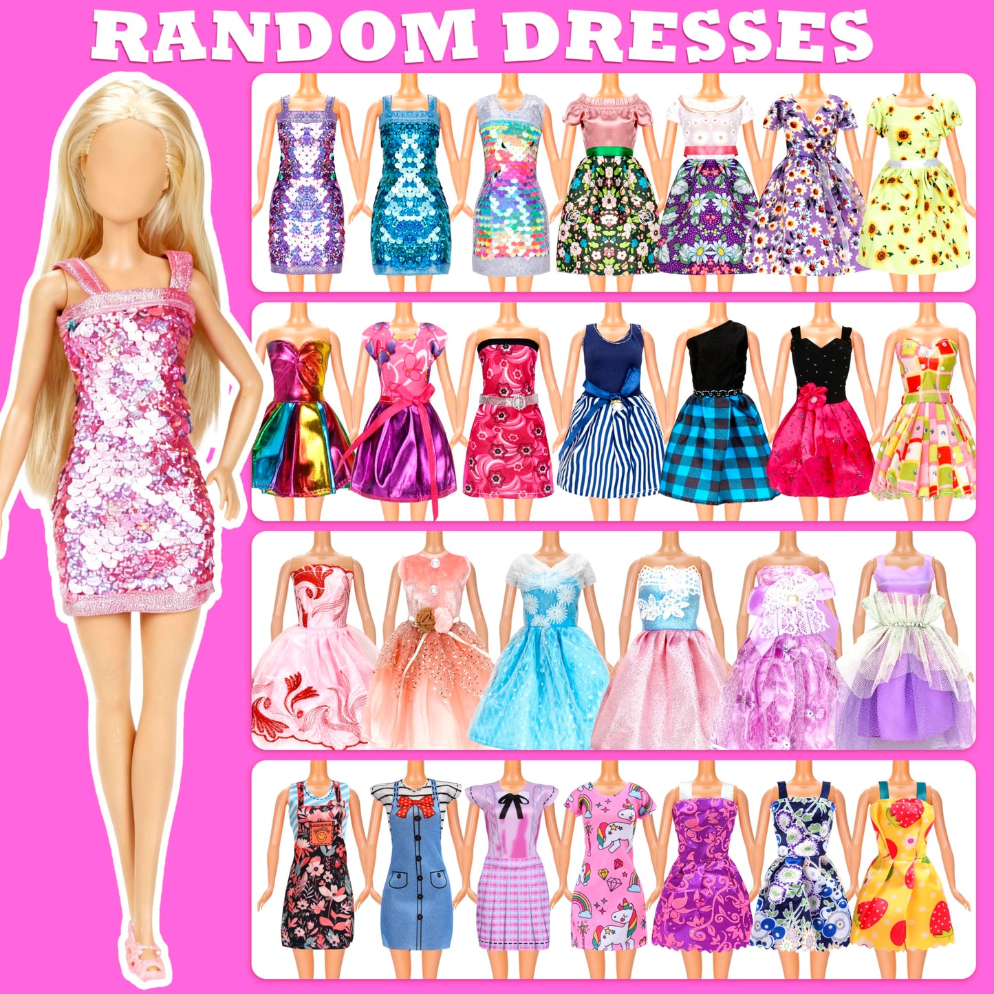 BYMORE 138 Pcs Doll Clothes & Accessories Gift Box for 11.5-Inch Dolls – 5 Wedding Gowns, 9 Fashion Dresses