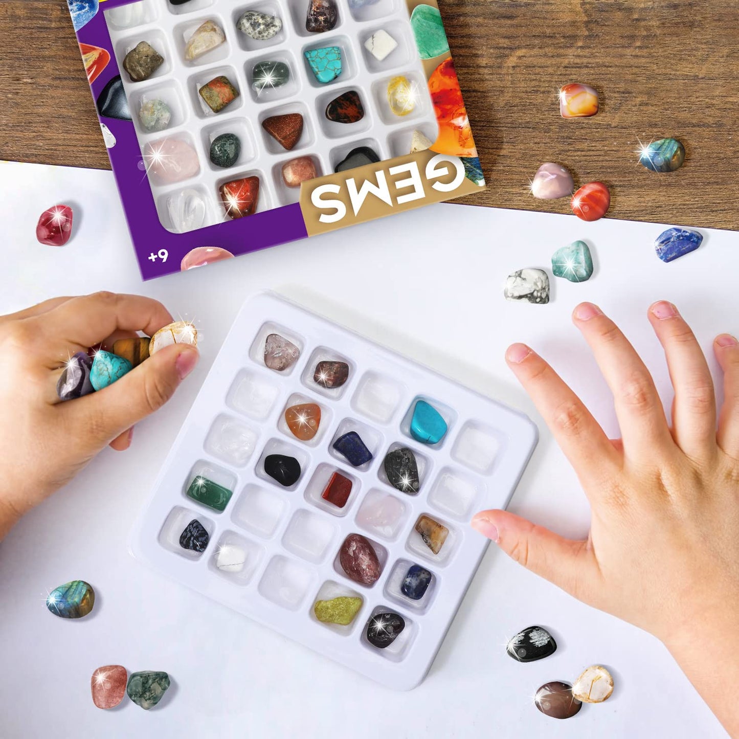 Byncceh Rock Collection for Kids — 25 Gemstones & Crystals STEM Kit (Ages 6-12)