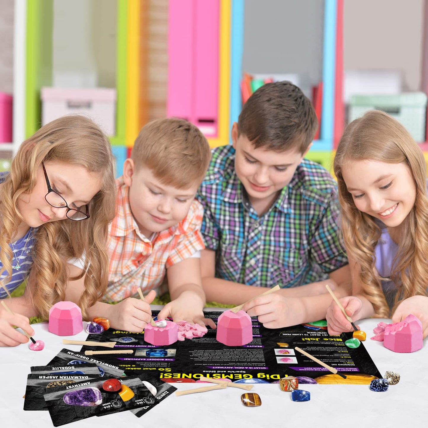 Byncceh Gamerside Gemstones Dig Kit — 12 Real Gems for Kids STEM & Archaeology