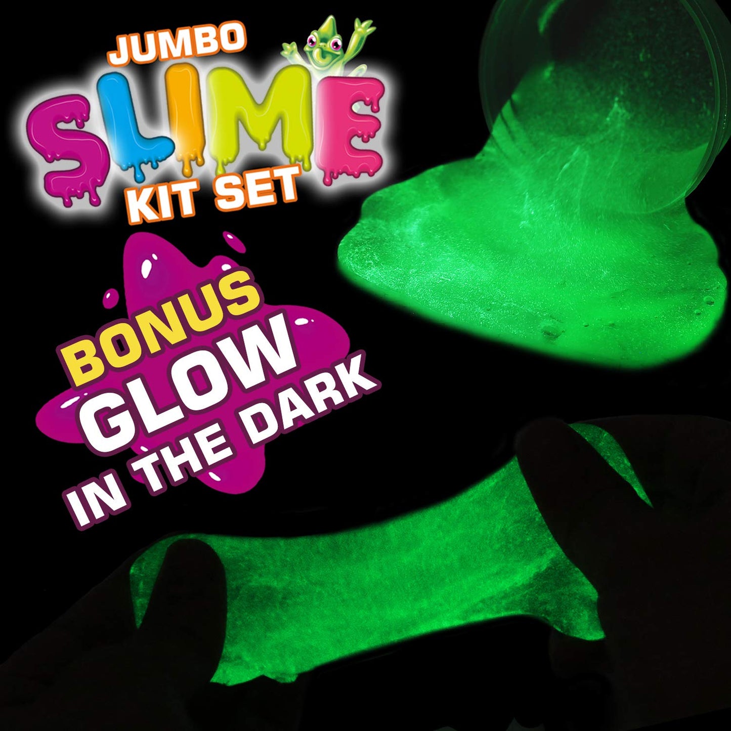 BYONEBYE 126 Pcs DIY Slime Kit for Kids – Glow Powder, Glitter & 28 Slimes