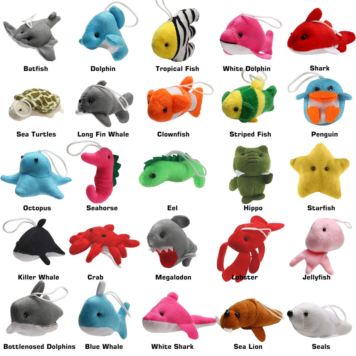 BYONEBYE 25 Pack Mini Ocean Animal Plush Toys – Party Favors & Stocking Stuffers