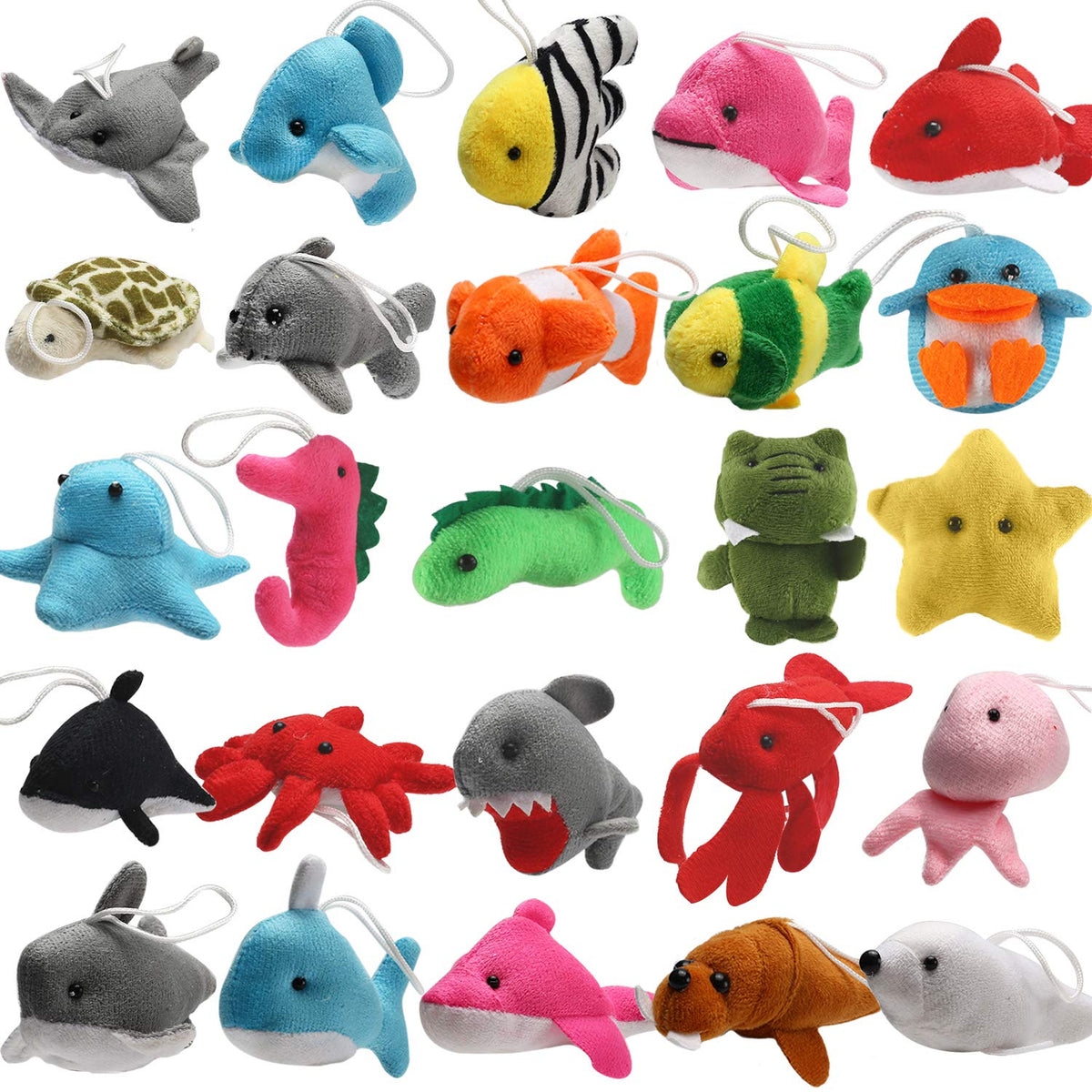 BYONEBYE 25 Pack Mini Ocean Animal Plush Toys – Party Favors & Stocking Stuffers