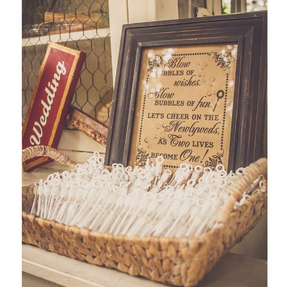 BYONEBYE 112-Pack Mini Wedding Bubble Wands – White Circle Tops for Favors & Party Decor