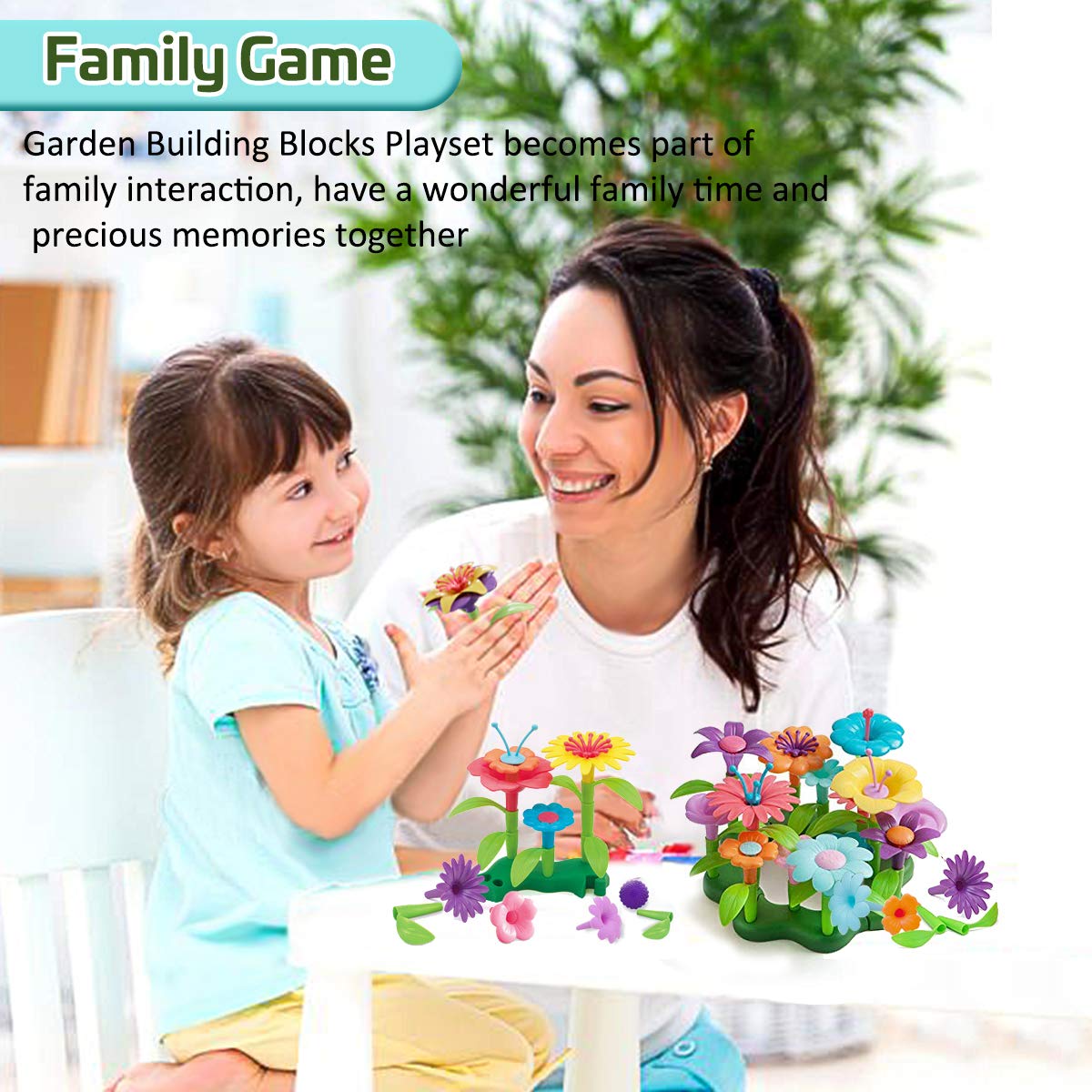 Byserten Flower Garden Building Set – 98 Pcs for 3-6 Year Old Girls (11 Colors)