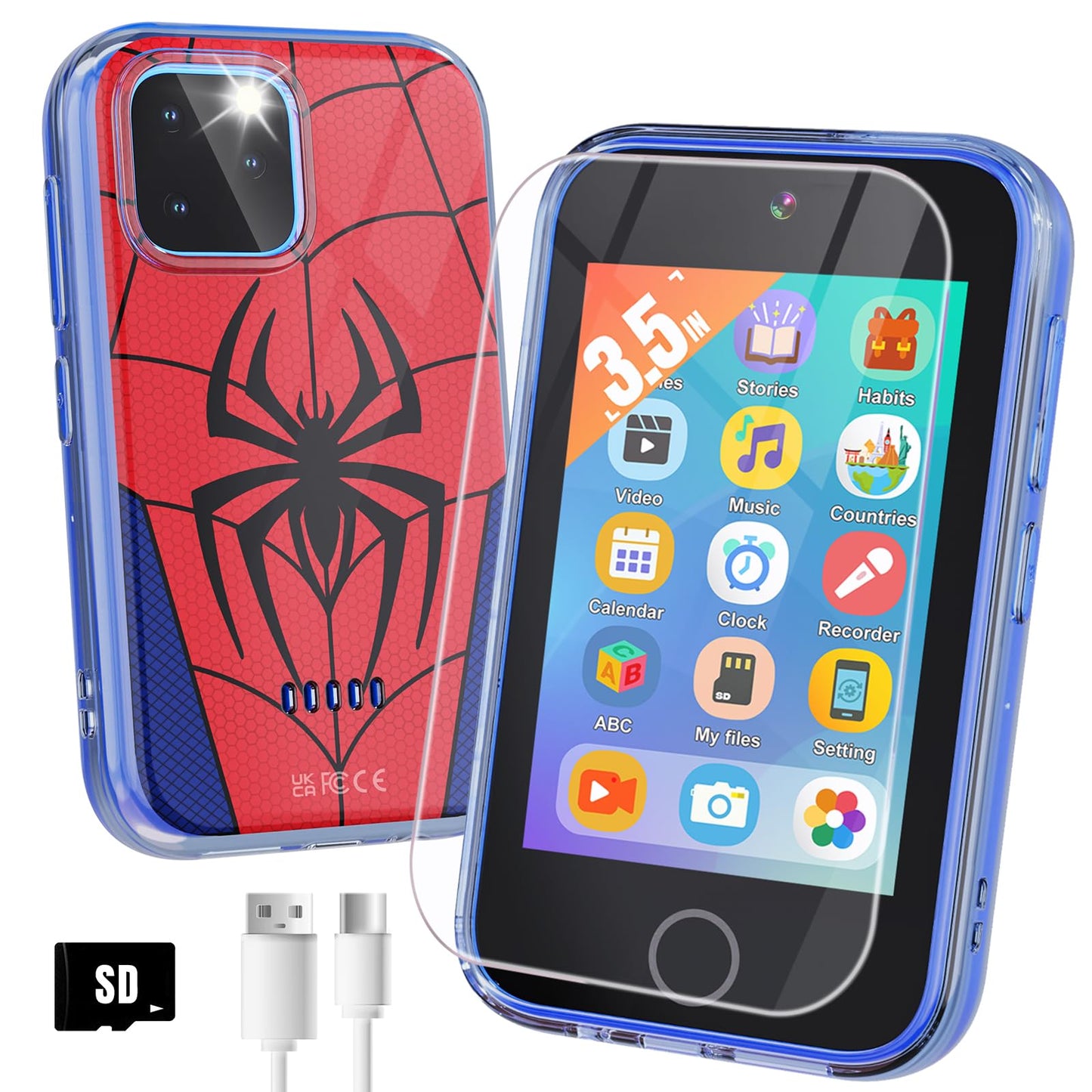 Byserten Kids Smart Phone - 3.5-inch Educational Phone with Dual Cameras, Games, Habit Tracker & Music Player