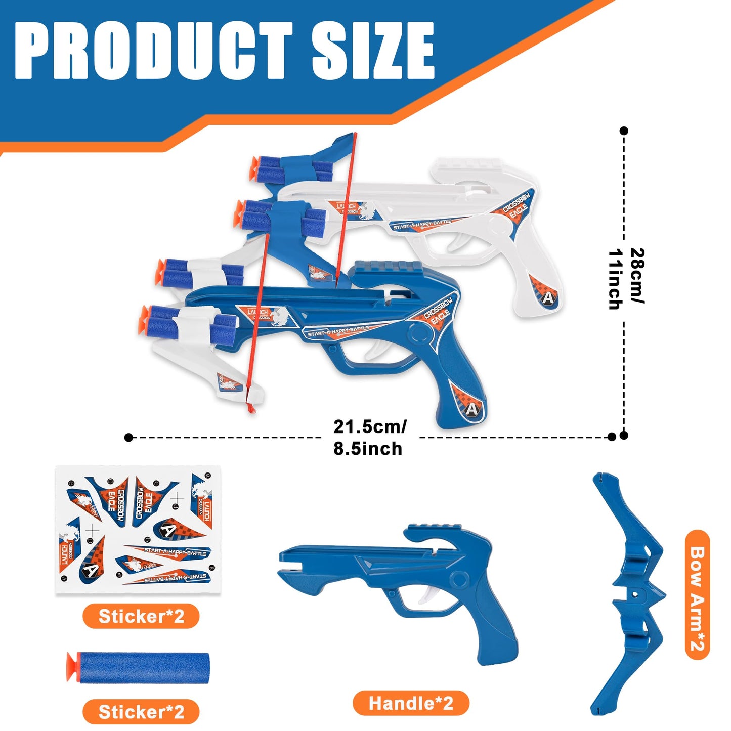 BYTEWAR 2 Sets Kids Foam Crossbow – Safe Foam Archery Kit with 20 Suction Darts, Indoor/Outdoor Play