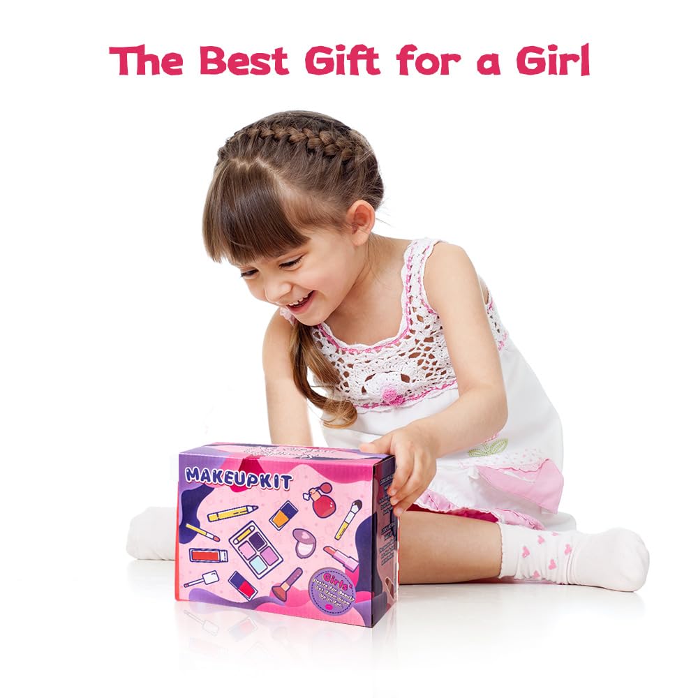 Bytewar Pretend Makeup Kit for Kids – Washable Dress-Up Vanity Set for Girls 3-12