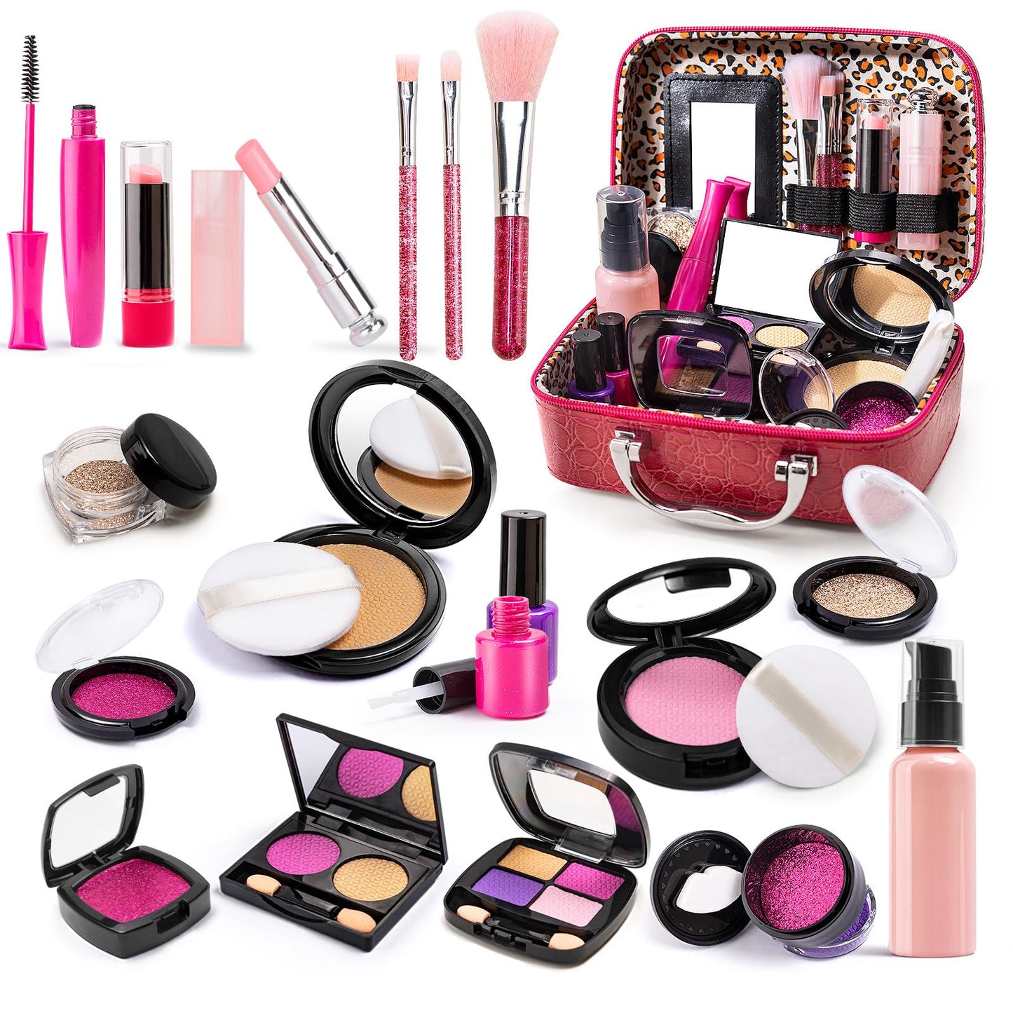 Bytewar Pretend Makeup Kit for Kids – Washable Dress-Up Vanity Set for Girls 3-12