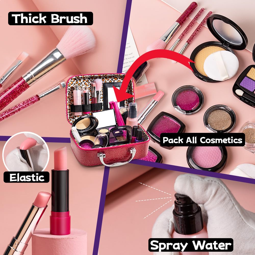 Bytewar Pretend Makeup Kit for Kids – Washable Dress-Up Vanity Set for Girls 3-12
