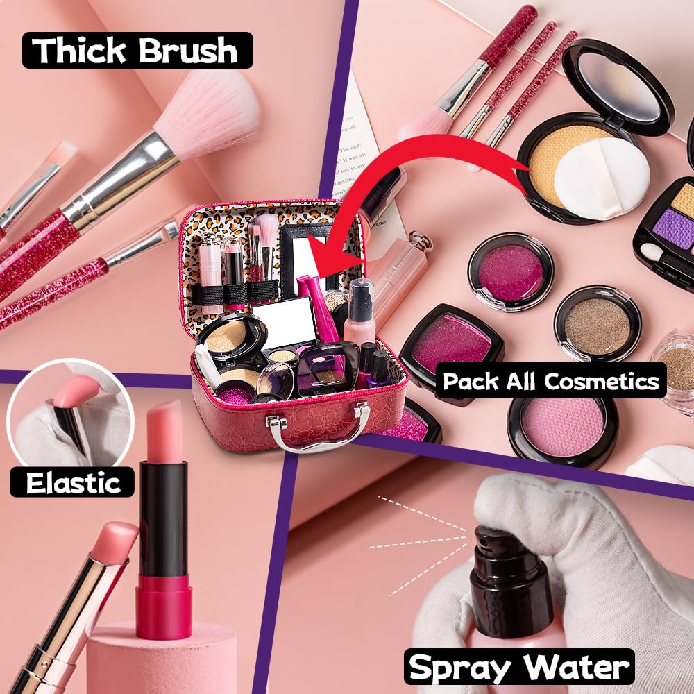 Bytewar Pretend Makeup Kit for Kids – Washable Dress-Up Vanity Set for Girls 3-12