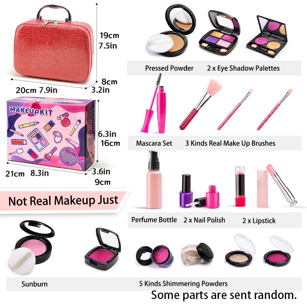 Bytewar Pretend Makeup Kit for Kids – Washable Dress-Up Vanity Set for Girls 3-12