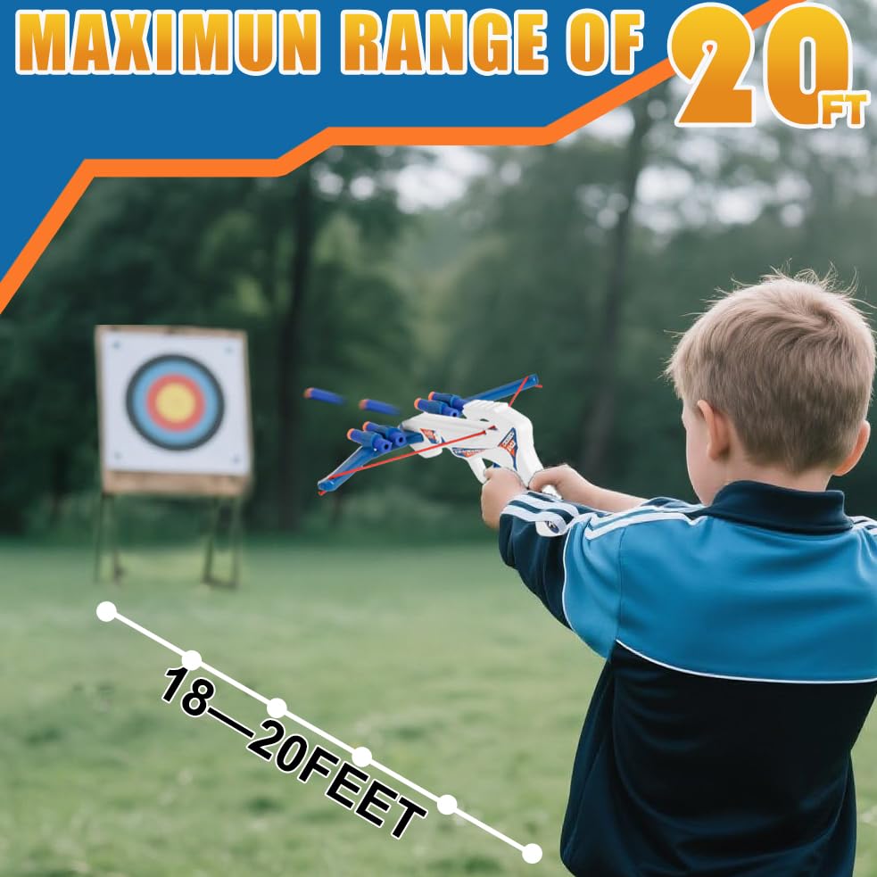 BYTEWAR 2 Sets Kids Foam Crossbow – Safe Foam Archery Kit with 20 Suction Darts, Indoor/Outdoor Play