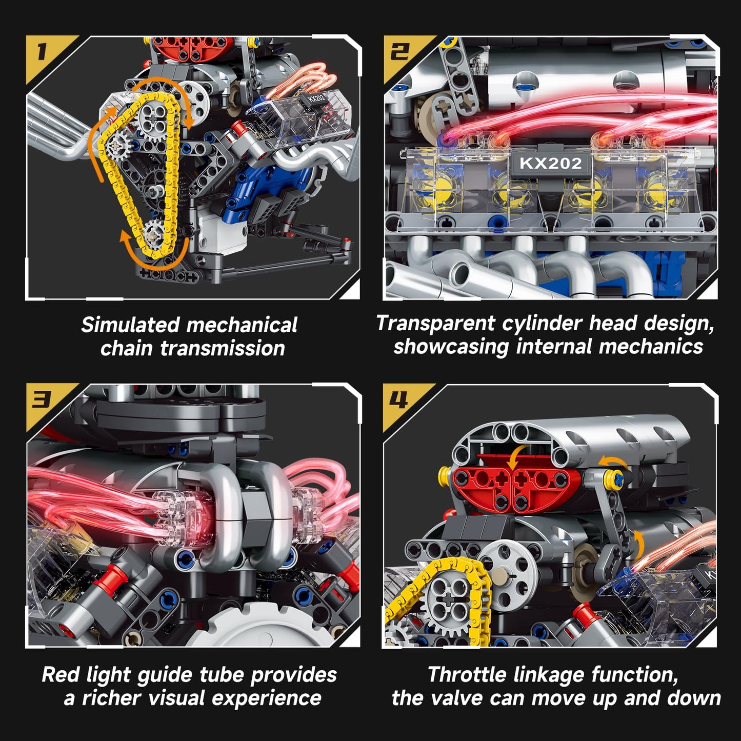 BYTLK V8 Engine Building Set – Build a Working Mini V8 Engine (665 Pcs) for Adults