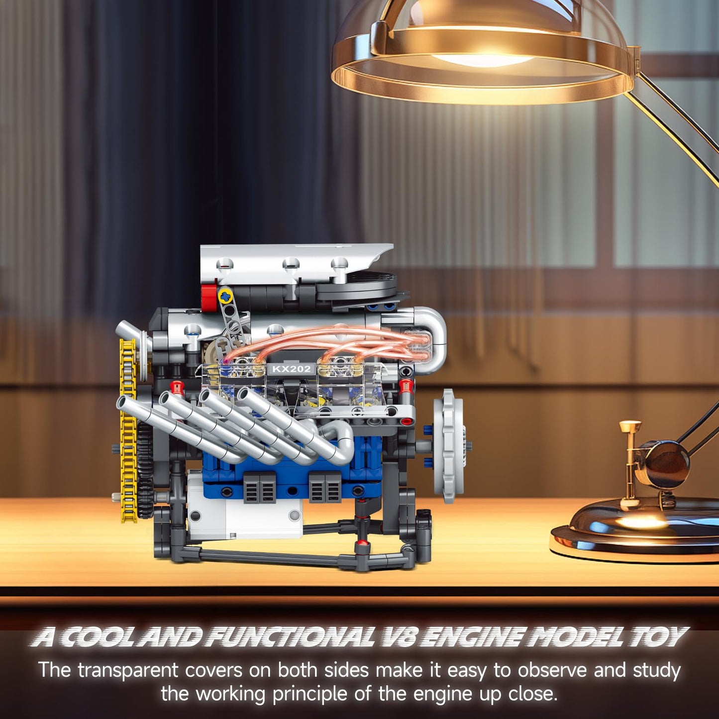 BYTLK V8 Engine Building Set – Build a Working Mini V8 Engine (665 Pcs) for Adults