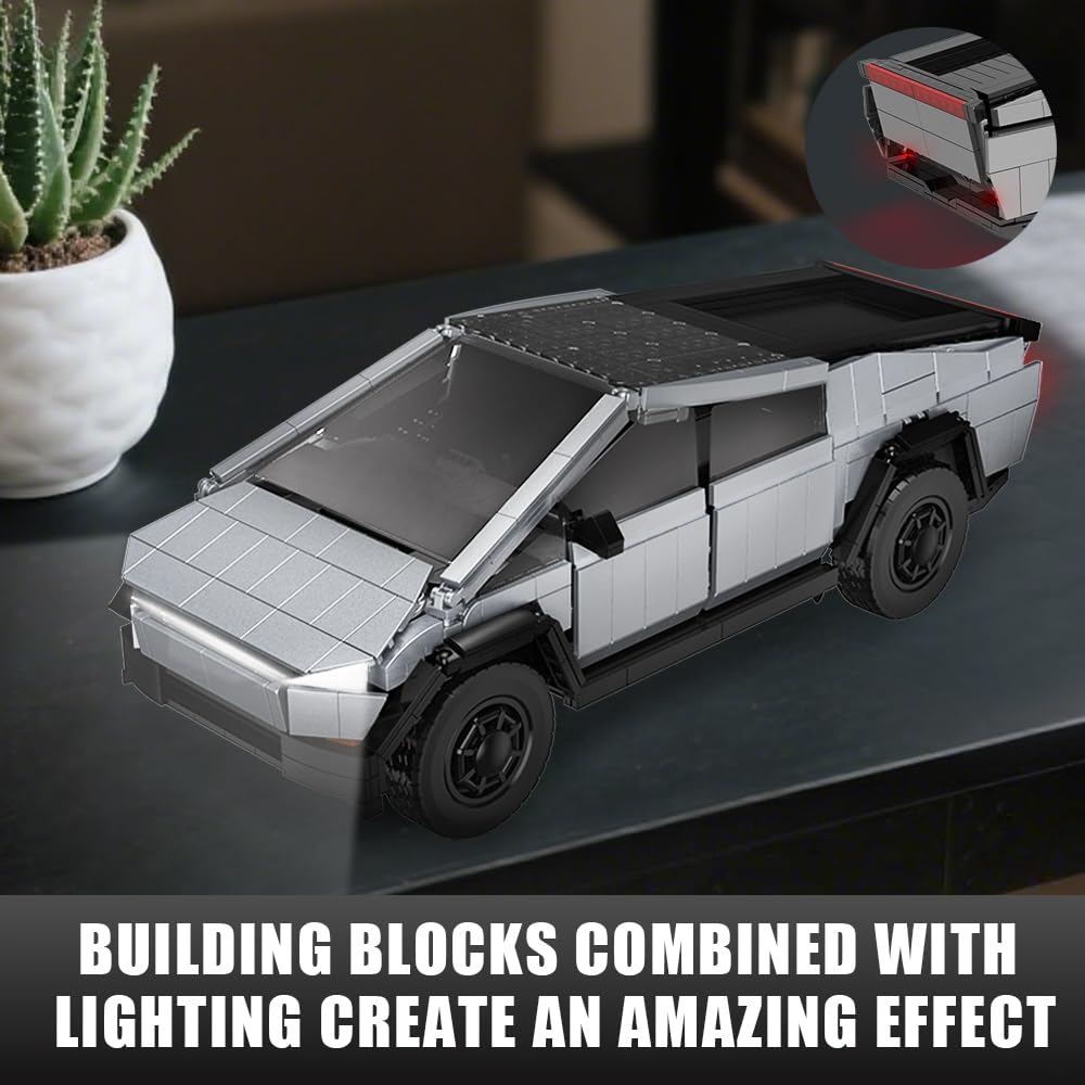 BYWBRICKIFY Light-Up Car Building Set – 1:14 Cyber Off-Road Truck with Lights | 1547 pcs