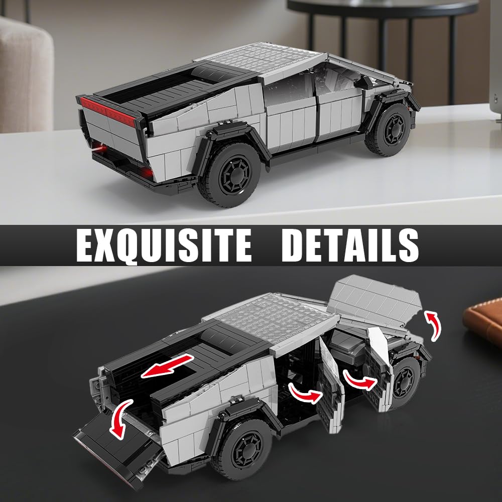 BYWBRICKIFY Light-Up Car Building Set – 1:14 Cyber Off-Road Truck with Lights | 1547 pcs