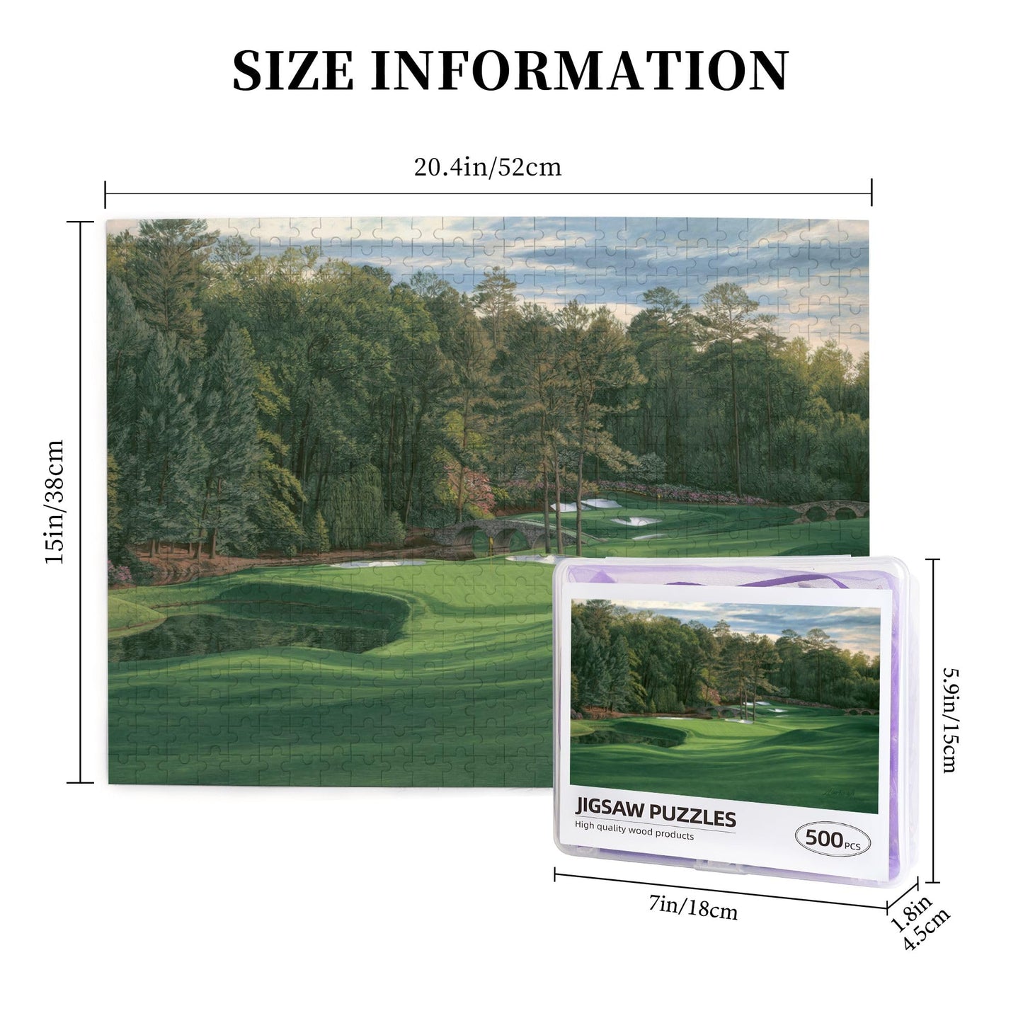 Augusta National Golf Wooden Jigsaw Puzzle – 500 Pieces by BzcjLyhbZ (Interlocking, Lettered Back)