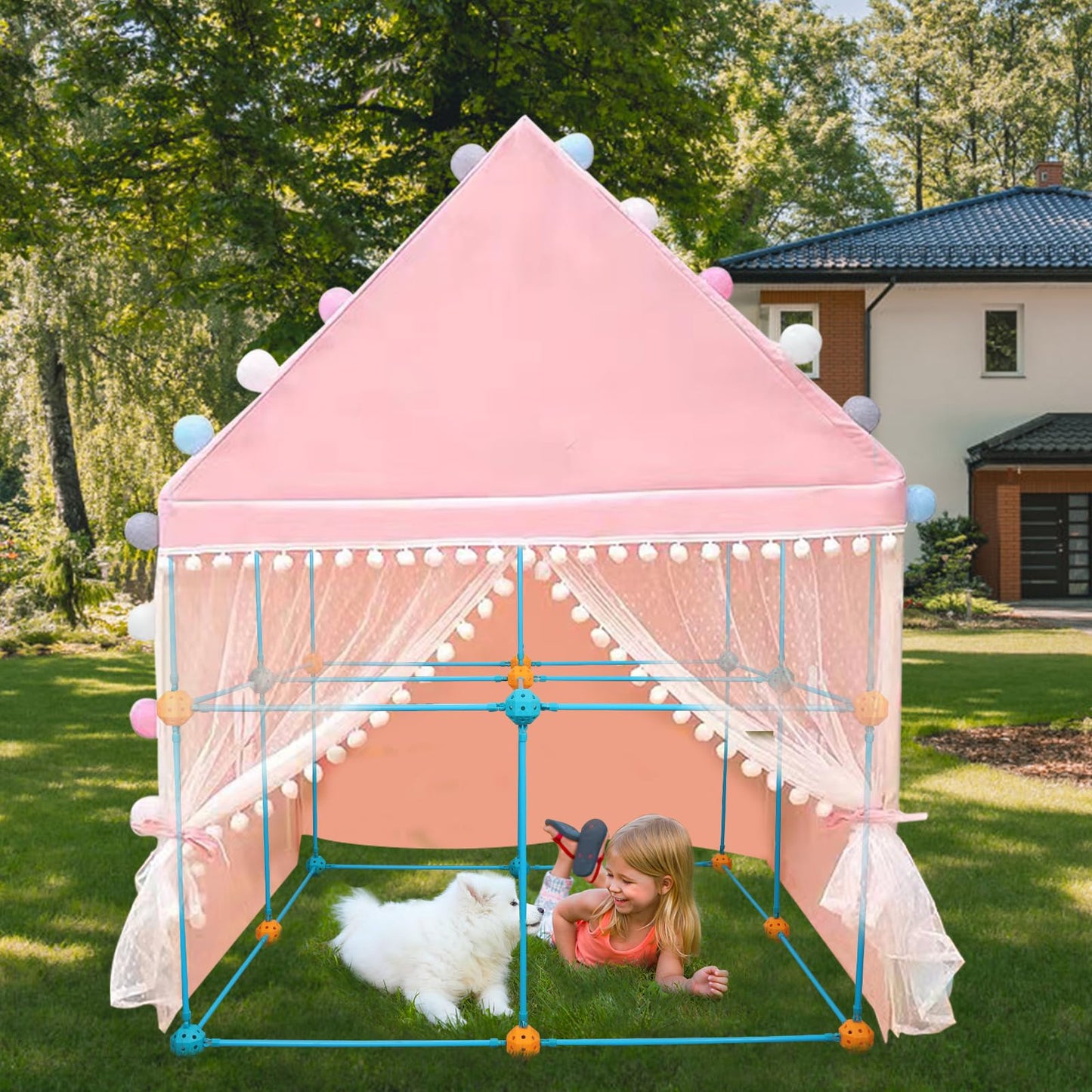 BZseed Fort Building Kit for Kids – 140-Piece STEM Construction Toy (Indoor & Outdoor)