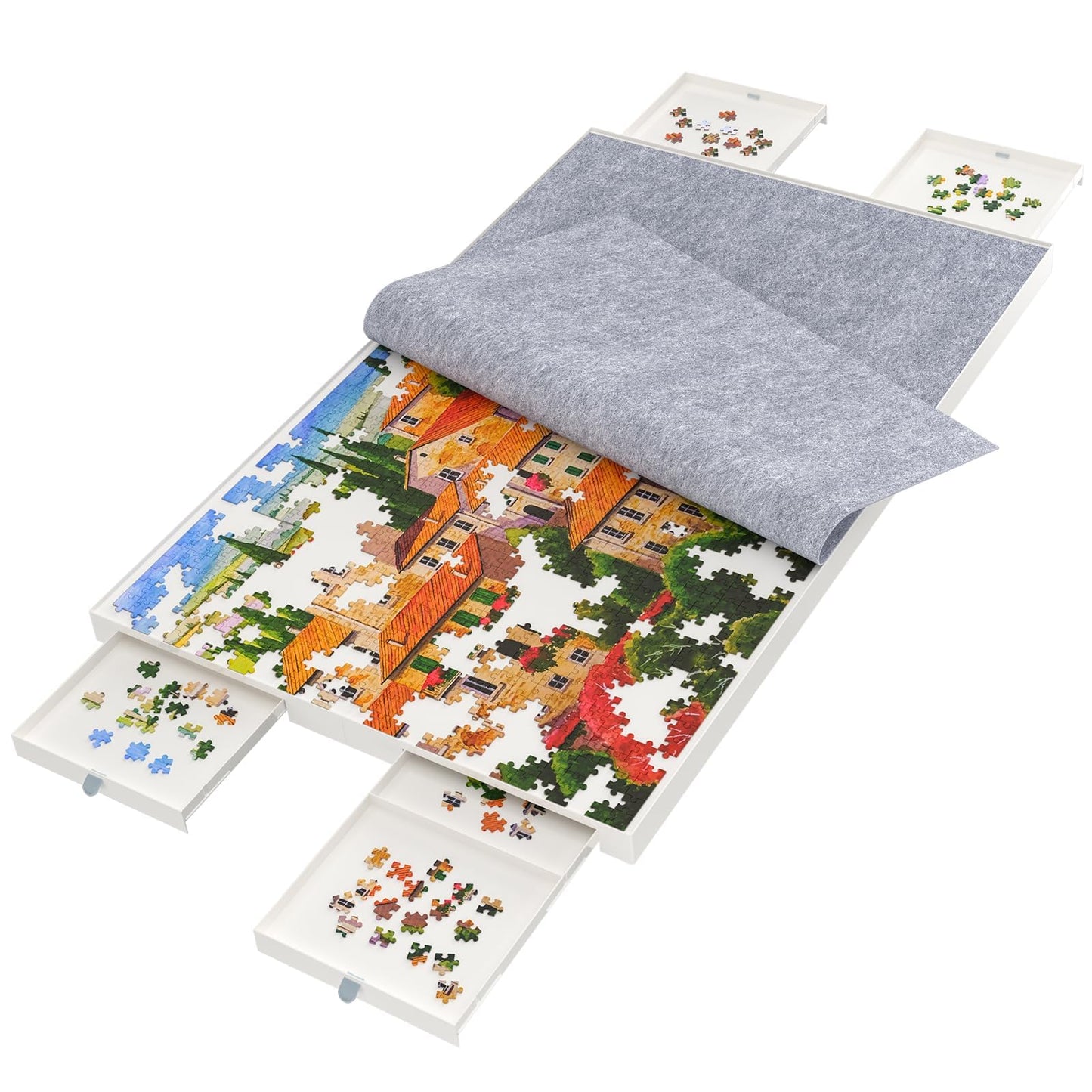 BZseed 1500-Piece Puzzle Board with Drawers & Cover — 35x27 Portable Jigsaw Table