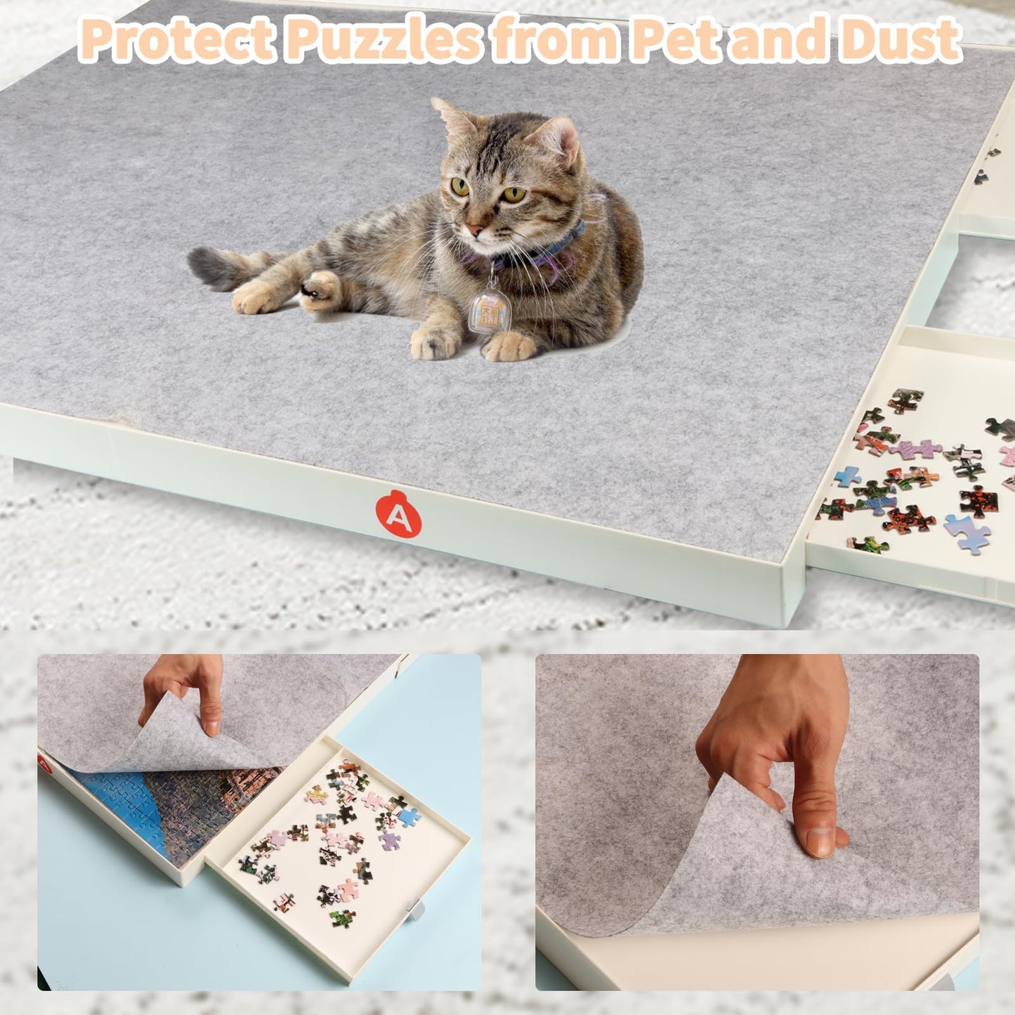 BZseed 1500-Piece Puzzle Board with Drawers & Cover — 35x27 Portable Jigsaw Table
